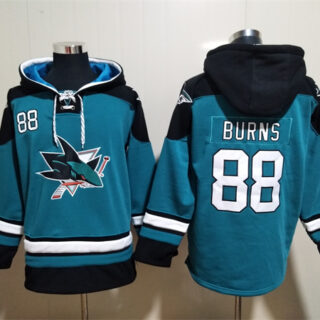 Men's San Jose Sharks #88 Brent Burns Teal Ageless Must-Have Lace-Up Pullover Hoodie