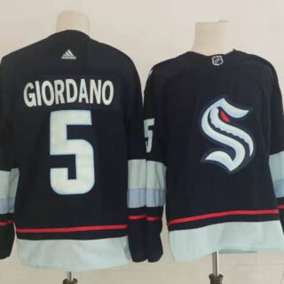 Men's Seattle Kraken #5 Mark Giordano Navy Blue Adidas Stitched NHL Jersey