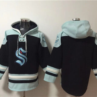 Men's Seattle Kraken Blank Black Ageless Must-Have Lace-Up Pullover Hoodie