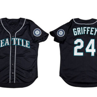Men's Seattle Mariners #24 Ken Griffey Jr. Black Cool Base Stitched Jersey