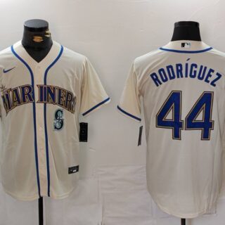 Men's Seattle Mariners #44 Julio Rodriguez Cream Cool Base Stitched Jerseys