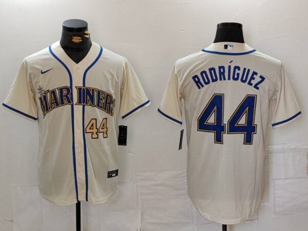 Men's Seattle Mariners #44 Julio Rodriguez Cream Cool Base Stitched Jersey
