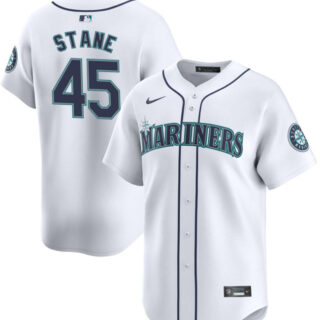 Men's Seattle Mariners #45 Ryne Stanek White Home Limited Stitched Jersey