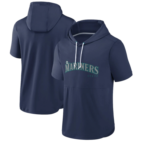 Men's Seattle Mariners Navy Sideline Training Hooded Performance T-Shirt