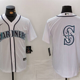 Men's Seattle Mariners White Team Big Logo Cool Base Stitched Jersey