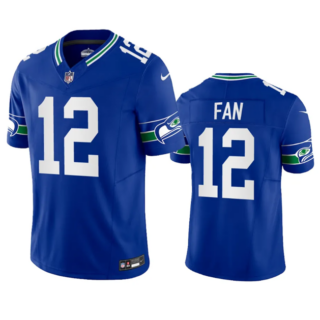 Men's Seattle Seahawks 12th Fan Royal 2023 F.U.S.E. Vapor Limited Throwback Stitched Jersey