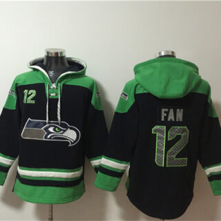 Men's Seattle Seahawks #12 Fan Black Ageless Must-Have Lace-Up Pullover Hoodie