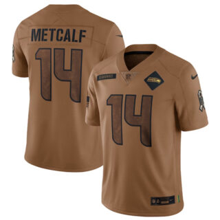 Men's Seattle Seahawks #14 DK Metcalf 2023 Brown Salute To Service Limited Stitched Football Jersey
