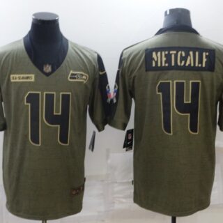 Men's Seattle Seahawks #14 DK Metcalf Nike Olive 2021 Salute To Service Limited Player Jersey