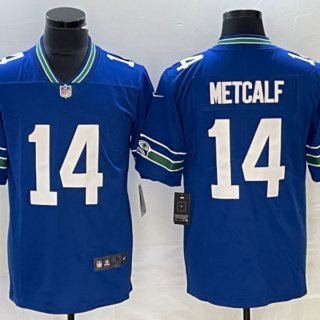 Men's Seattle Seahawks #14 DK Metcalf Royal Vapor Untouchable Limited Stitched Football Jersey