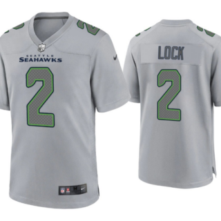 Men's Seattle Seahawks #2 Drew Lock Grey Atmosphere Fashion Stitched Game Jersey