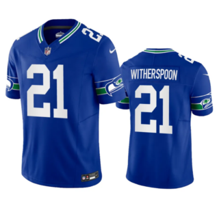 Men's Seattle Seahawks #21 Artie Burns Royal 2023 F.U.S.E. Vapor Limited Throwback Stitched Jersey
