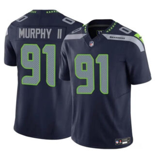 Men's Seattle Seahawks #91 Byron Murphy II Navy 2024 Draft F.U.S.E Vapor Limited Stitched Football Jersey