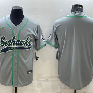 Men's Seattle Seahawks Blank Grey With Patch Cool Base Stitched Baseball Jersey