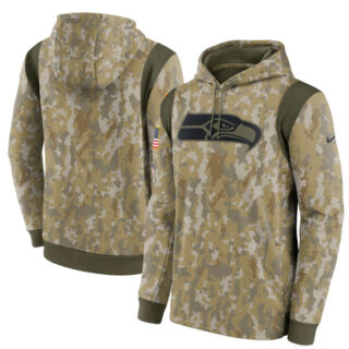 Men's Seattle Seahawks Camo 2021 Salute To Service Therma Performance Pullover Hoodie
