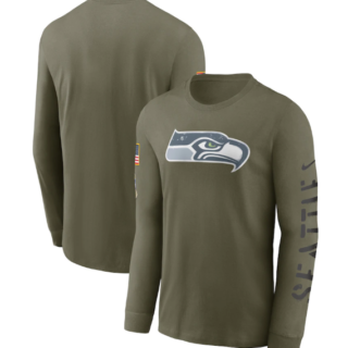 Men's Seattle Seahawks Olive 2022 Salute To Service Long Sleeve T-Shirt
