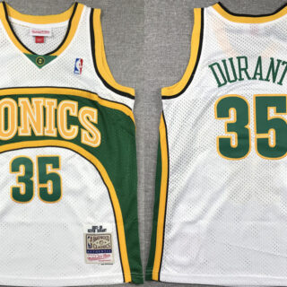 Men's Seattle SuperSonics #35 Kevin Durant White Mitchell & Ness Hardwood Classics