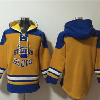 Men's St. Louis Blues Blank Yellow Ageless Must-Have Lace-Up Pullover Hoodie