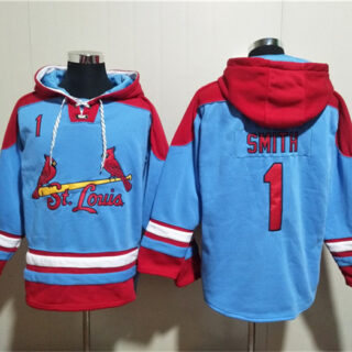 Men's St.Louis Cardinals #1 Ozzie Smith Blue Ageless Must-Have Lace-Up Pullover Hoodie