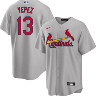 Men's St. Louis Cardinals #13 Juan Yepez Grey Cool Base Stitched Jersey