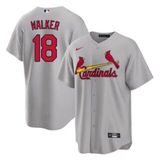 Men's St. Louis Cardinals #18 Jordan Walker Grey Cool Base Stitched Baseball Jersey