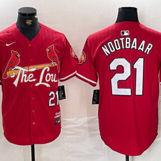 Men's St. Louis Cardinals #21 Lars Nootbaar Red 2024 City Connect Stitched Baseball Jerseys