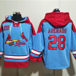 Men's St.Louis Cardinals #28 Nolan Arenado Blue Ageless Must-Have Lace-Up Pullover Hoodie