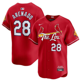 Men's St. Louis Cardinals #28 Nolan Arenado Red 2024 City Connect Limited Stitched Baseball Jersey