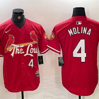 Men's St. Louis Cardinals #4 Yadier Molina Red 2024 City Connect Limited Stitched Baseball Jersey