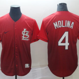 Men's St. Louis Cardinals #4 Yadier Molina Red Fade Stitched Baseball Jersey
