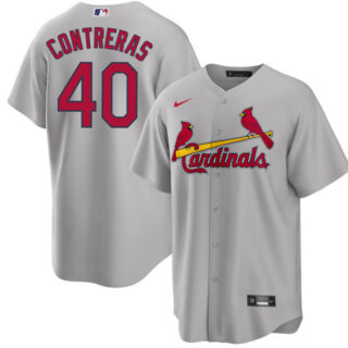 Men's St. Louis Cardinals #40 Willson Contreras Grey Cool Base Stitched Jersey