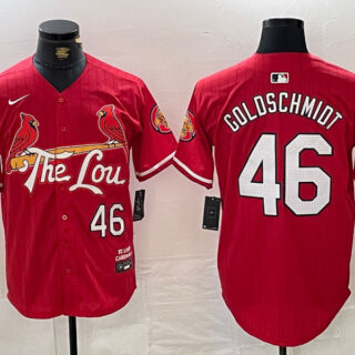 Men's St. Louis Cardinals #46 Paul Goldschmidt Red 2024 City Connect Stitched Baseball Jerseys