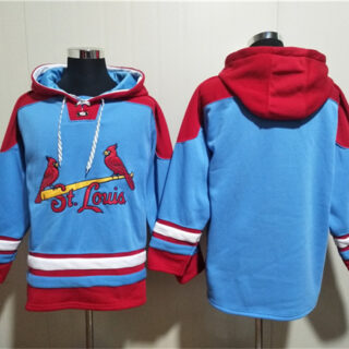Men's St.Louis Cardinals Blank Blue Ageless Must-Have Lace-Up Pullover Hoodie