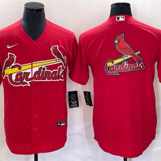 Men's St. Louis Cardinals Red Big Team Logo In Back Cool Base Stitched Jersey