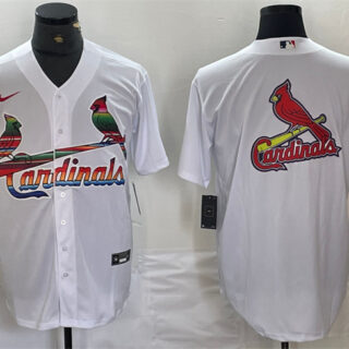 Men's St. Louis Cardinals White Team Big Logo Cool Base Stitched Jersey
