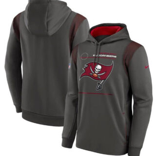 Men's Tampa Bay Buccaneers 2021 Pewter Sideline Logo Performance Pullover Hoodie