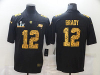 Men's Tampa Bay Buccaneers #12 Tom Brady Black Leopard 2021 Super Bowl LV Jersey