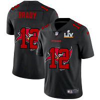 Men's Tampa Bay Buccaneers #12 Tom Brady Black Shadow Logo 2021 Super Bowl LV Jersey