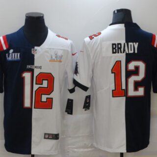 Men's Tampa Bay Buccaneers #12 Tom Brady Navy Blue White Super Bowl Patch Two Tone Vapor Untouchable Stitched NFL Nike Limited Jersey