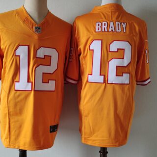 Men's Tampa Bay Buccaneers #12 Tom Brady Orange 2024 F.U.S.E. Throwback Limited Stitched Jersey