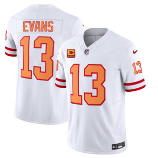 Men's Tampa Bay Buccaneers #13 Mike Evans 2023 F.U.S.E. White With 4-Star C Patch Throwback Limited Stitched Jersey