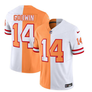 Men's Tampa Bay Buccaneers #14 Chris Godwin 2023 F.U.S.E. White Gold Split Throwback Limited Stitched Jersey