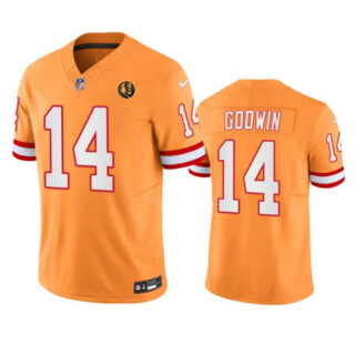 Men's Tampa Bay Buccaneers #14 Chris Godwin Orange 2023 F.U.S.E. Throwback With John Madden Patch Vapor Limited Stitched Football Jersey