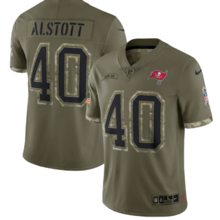 Men's Tampa Bay Buccaneers #40 Mike Alstott Olive 2022 Salute To Service Limited Stitched Jersey