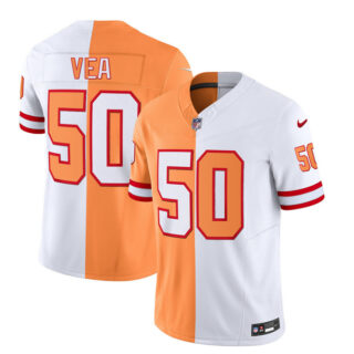 Men's Tampa Bay Buccaneers #50 Vita Vea 2023 F.U.S.E. White Gold Split Throwback Limited Stitched Jersey
