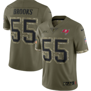 Men's Tampa Bay Buccaneers #55 Derrick Brooks Olive 2022 Salute To Service Limited Stitched Jersey