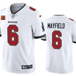 Men's Tampa Bay Buccaneers #6 Baker Mayfield White 2024 With 4-Star C Patch Vapor Untouchable Limited Stitched Jersey
