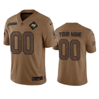 Men's Tampa Bay Buccaneers Active Player Custom 2023 Brown Salute To Service Limited Stitched Jersey