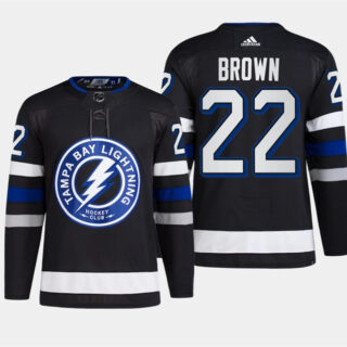 Men's Tampa Bay Lightning #22 Logan Brown Black Alternate Premier Breakaway Stitched Jersey