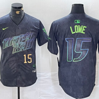 Men's Tampa Bay Rays #15 Josh Lowe Charcoal 2024 City Connect Limited Stitched Jerseys